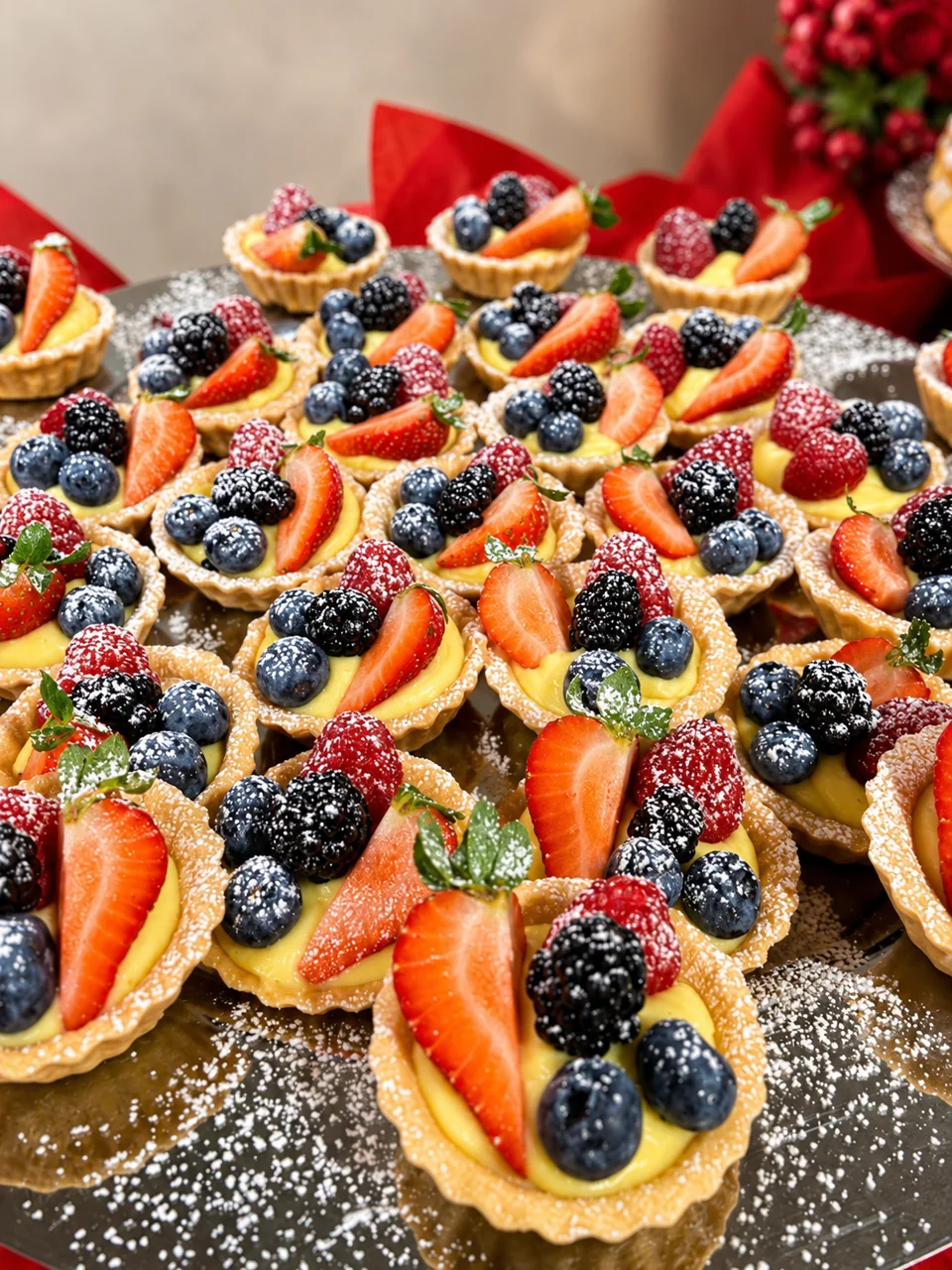 Berry fruit tarts prepared at a Pria